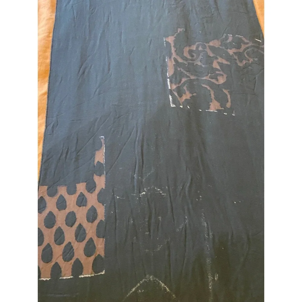 Italy Silk Velvet Burnout Scarf Neck Hair Purse Shoulder Accessories Brown Black